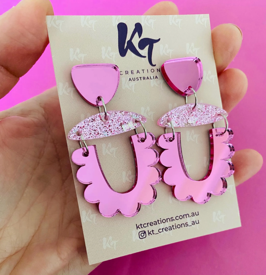 Pink Lover Acrylic Statement Dangle Earrings