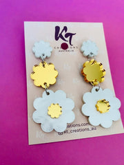Stunning Flower Marble Dangle Acrylic Earrings