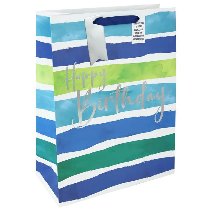 Extra Large Gift Bag - Birthday Stripes Blue