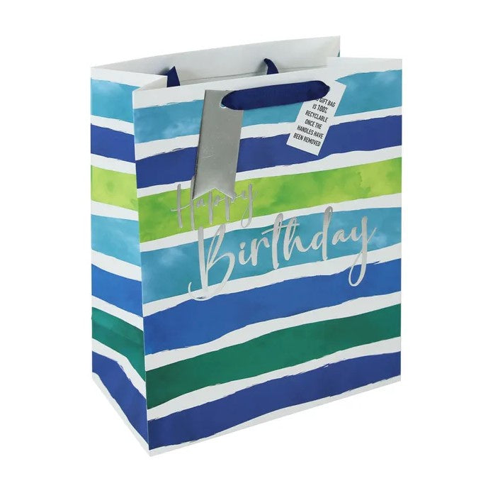 Large Gift Bag - Birthday Stripes Blue