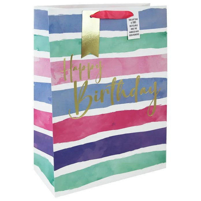 Extra Large Gift Bag - Birthday Stripes Pastel