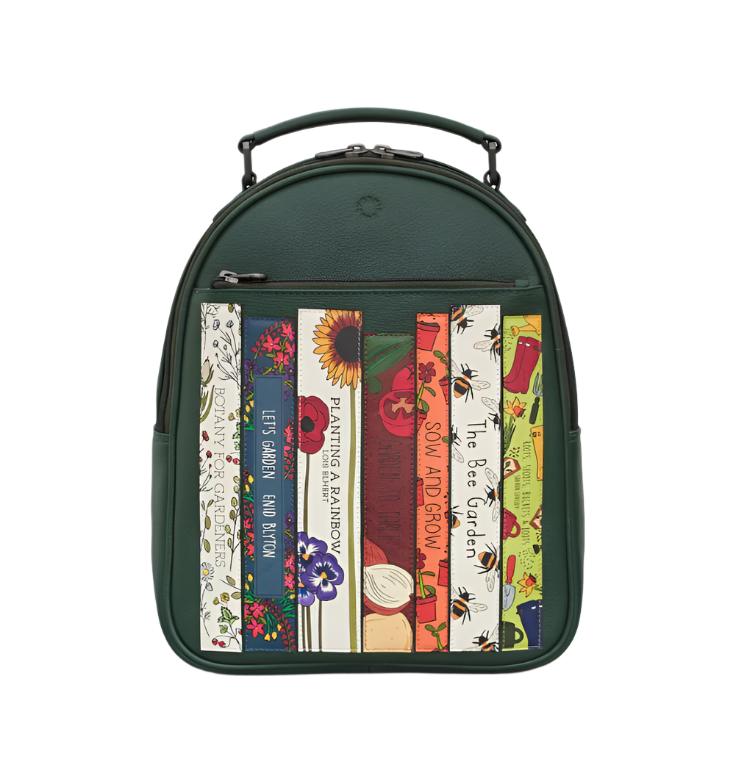 Leather Backpack - Bookworm Green Fingers