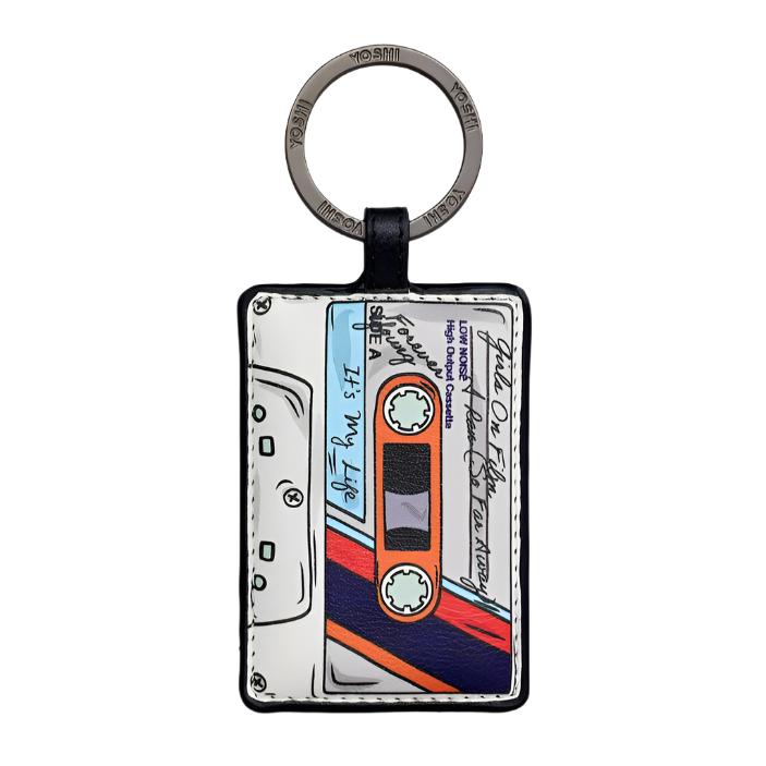 Leather Keyring - Back To The 80s White