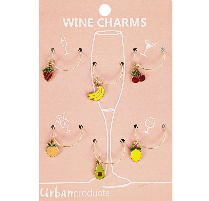 Fruity Wine Charms Colourful 4cm - Set of 6