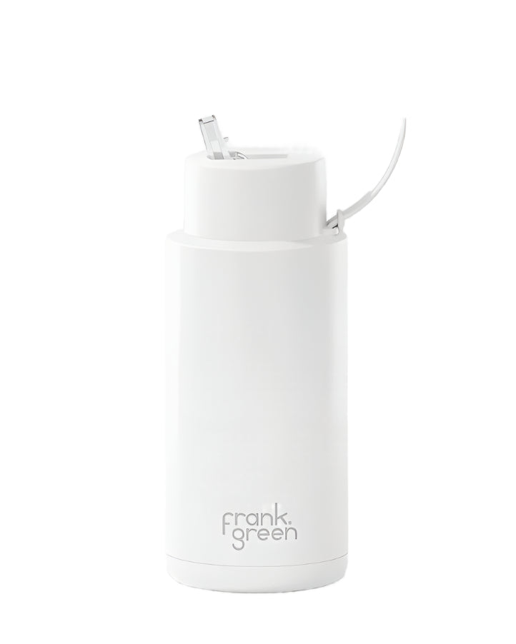 Ceramic Reusable Bottle With Straw Lid 1L - Cloud