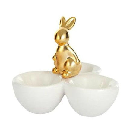 Ceramic Three Egg Holder With Bunny