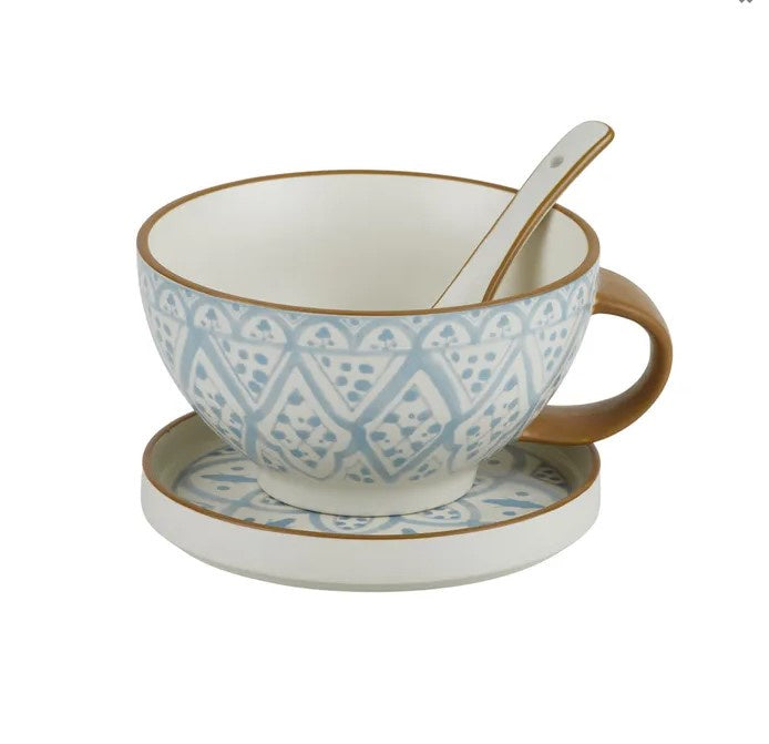 Aleah 3pc Ceramic Soup Set - Blue