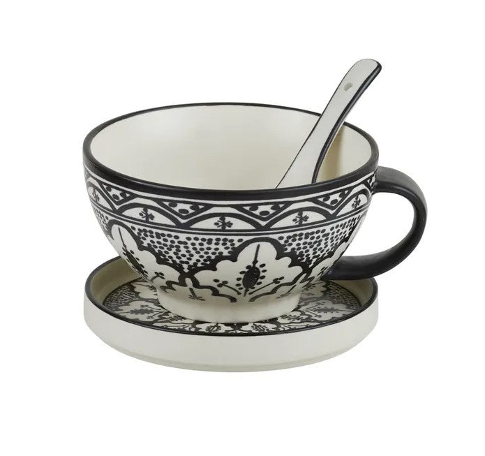 Aleah 3pc Ceramic Soup Set - Black