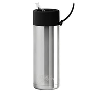 Ceramic Reusable Bottle with Straw Lid 595mL - Silver with Midnight Lid