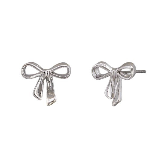 Kippa Bow Stud Earrings - Silver