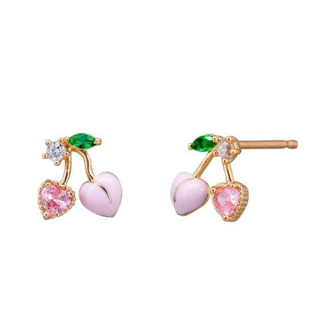Berry Stud Earrings, Pink - Rose Gold