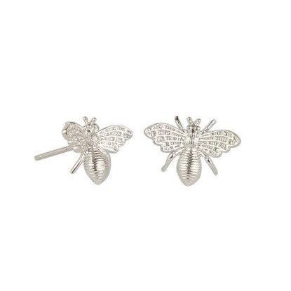 Honey Bee Stud Earrings - Silver