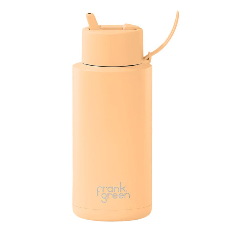 Ceramic Reusable Bottle With Straw Lid 1L - Solar Glow