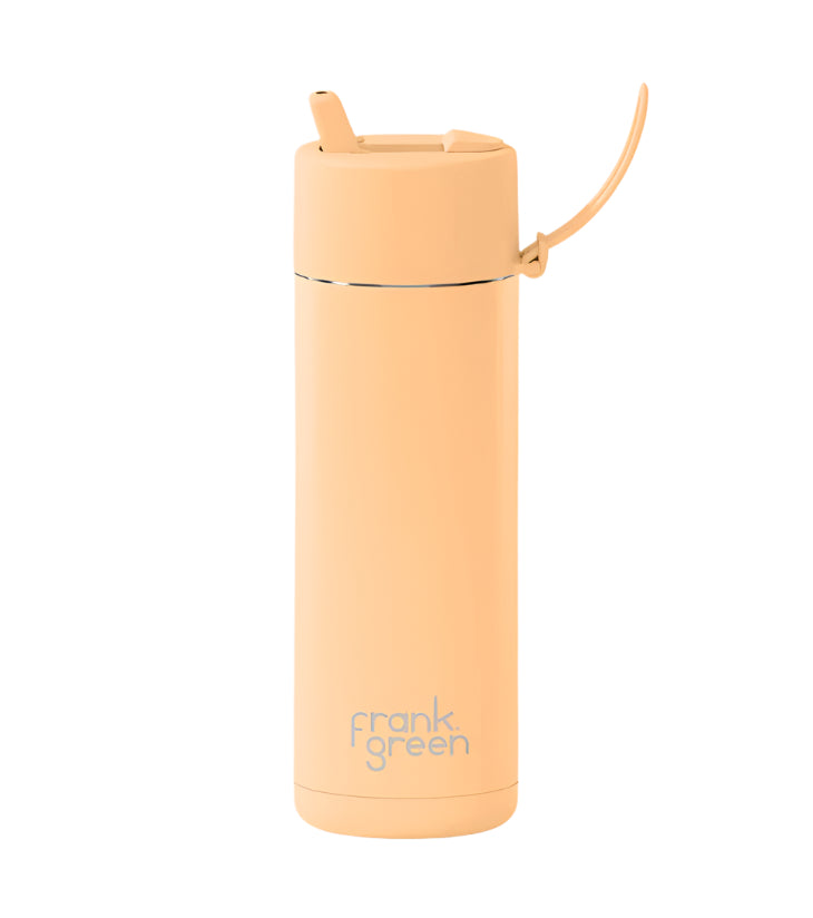 Ceramic Reusable Bottle with Flip Straw Lid 595mL - Solar Glow