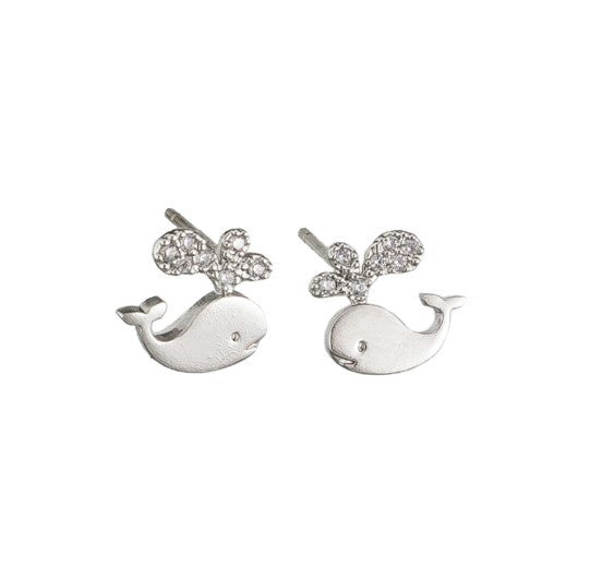 Wally Whale Stud Earrings - Silver