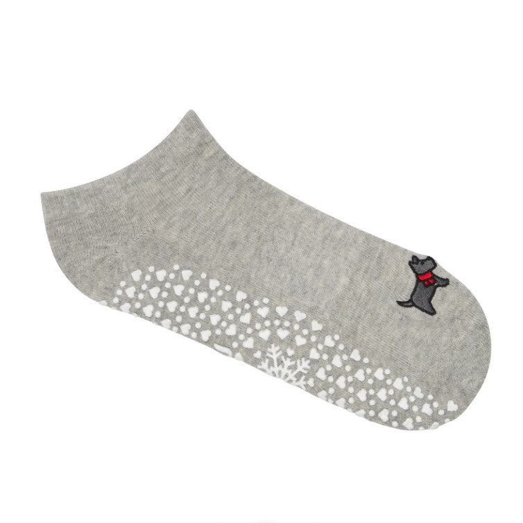 Classic Low Rise Grip Socks - Cosy Pup Marle Grey