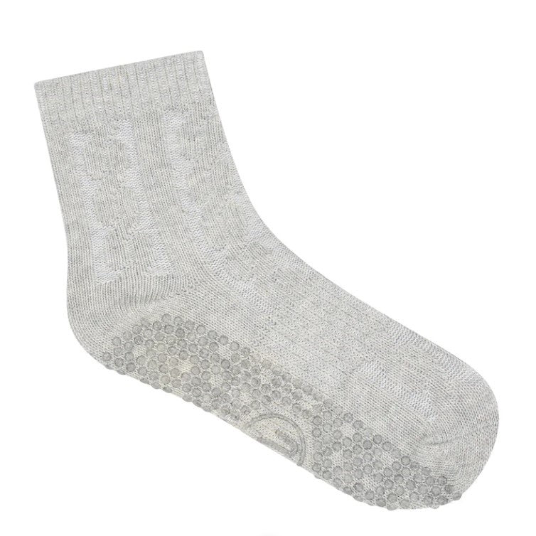 Crew Grip Socks - Cable Knit Marle Grey