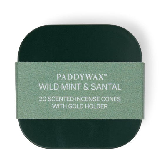 Cubed Tin Incense Holder & Cones - Wild Mint & Santal