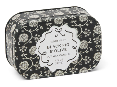 Cherie Printed Tin Candle - Black Fig & Olive