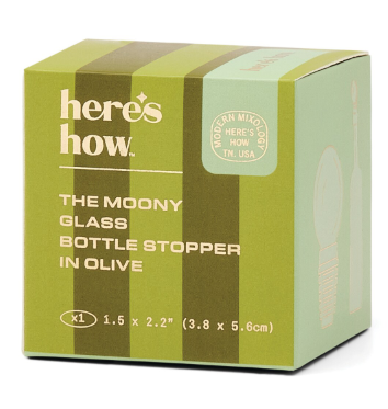 The Moony Glass Bottle Stopper - Olive