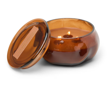 Basalt Amber 10z Organic Shaped Tinted Glass Candle - Sienna Sunset