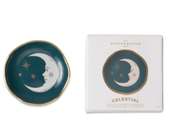 Celestial Ceramic Trinket Dish - Teal Moon