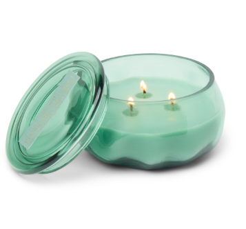 Basalt Turquoise 10 oz Organic Shape Tinted Glass Candle - Fresh Air & Sea Salt