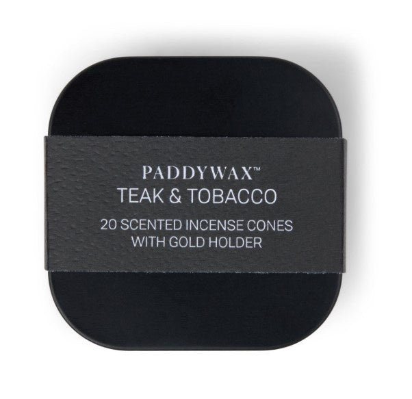 Cubed Tin Incense Holder & Cones - Teak & Tobacco