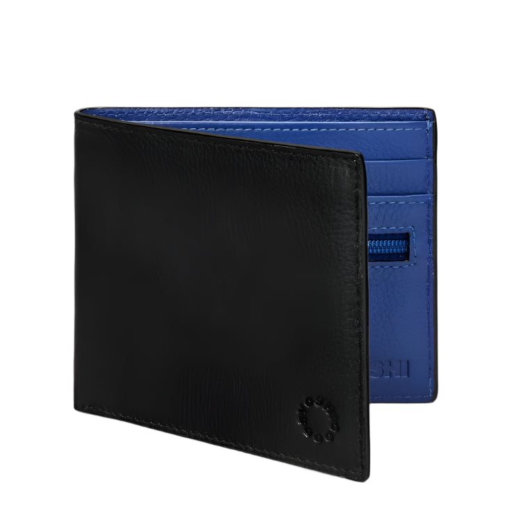 Leather Wallet - Black & Blue