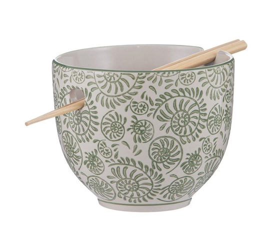 Nara Noodle Bowl with Chopsticks - Leaf