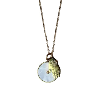 Juno Gold Necklace with Mother Of Pearl & Hamsa