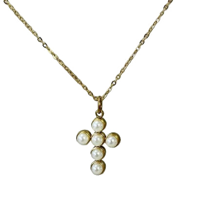 Pendant Necklace - Pearl Cross