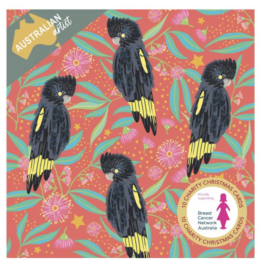 Christmas Cards Set of 10 - Black Cockatoos
