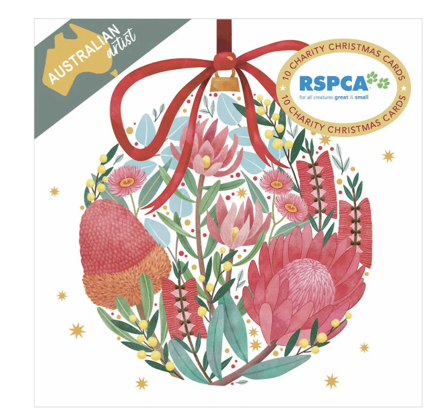 Christmas Cards Set of 10 - Floral Bauble
