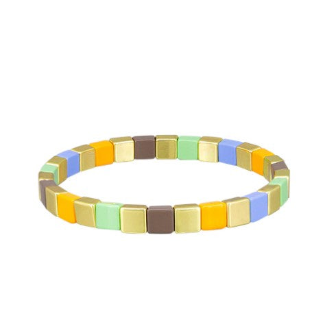 Tile Bracelet - Orange and Pastels