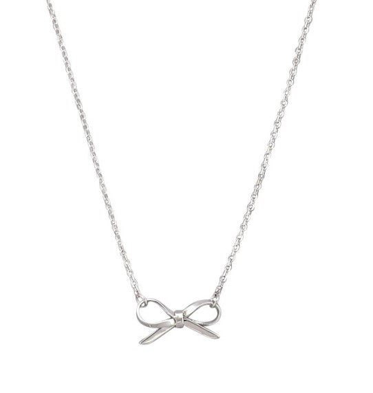 Ribbon Bow Necklace - Silver