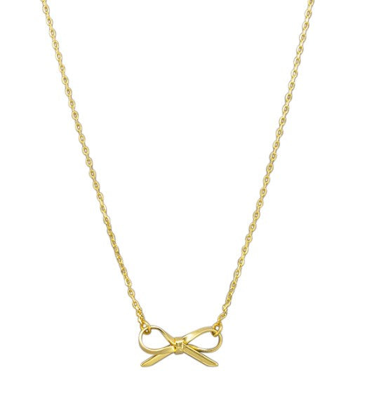 Ribbon Bow Necklace - Gold