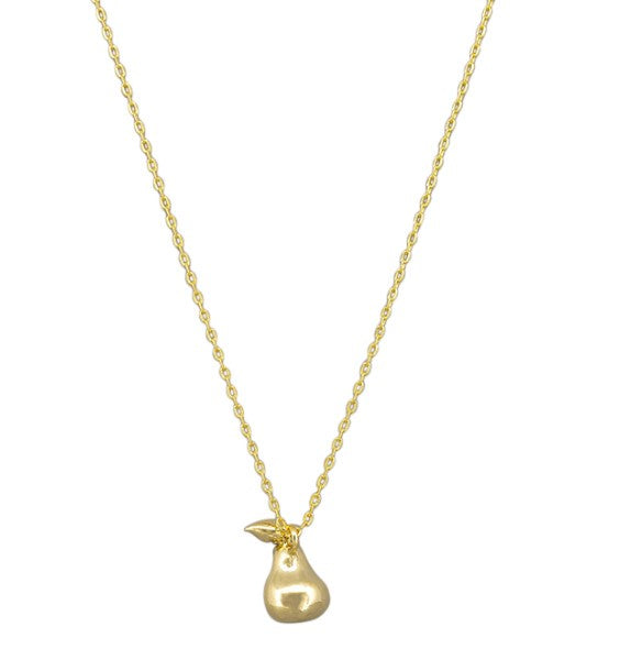 Gold Pear Charm Necklace