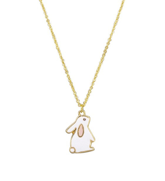 Gold Snowball Bunny Necklace