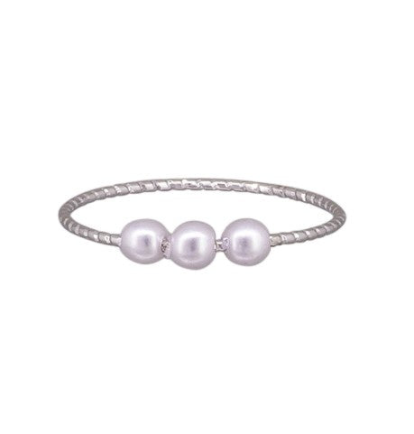 Triple Pearl Dainty Ring - Silver