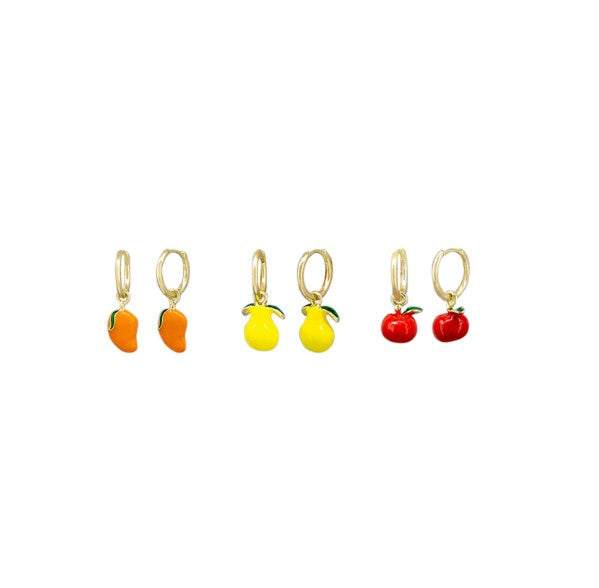 Set of 3 Fruit Huggie Earrings
