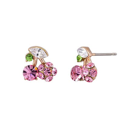 Pink Cherry Crystal Stud Earrings