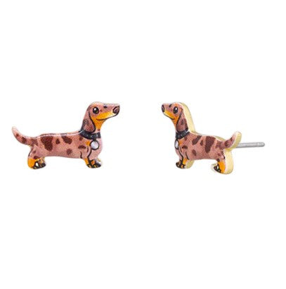 Wilhelmina Dachshund Stud Earrings - Dapple