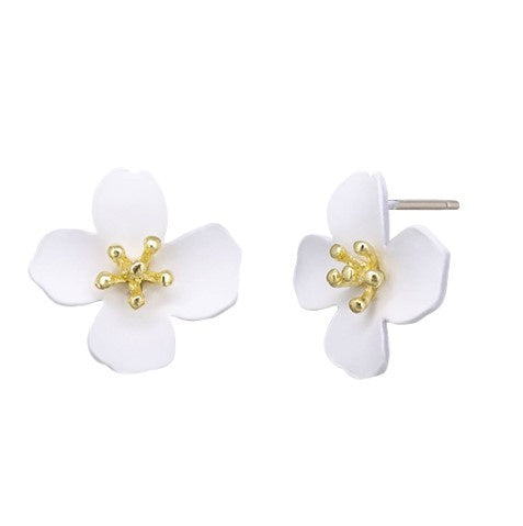 White Bloom Stud Earrings