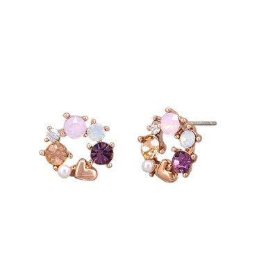 Adriana Pink Crystal Wreath Stud Earrings