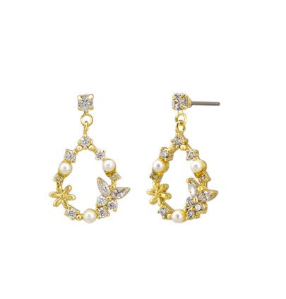Livia Gold And Crystal Drop Stud Earrings