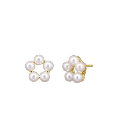 Gold Pearla Wreath Stud Earrings