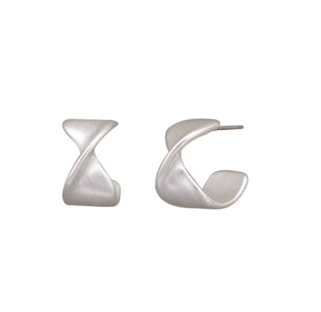 Callie Half Hoop Stud Earrings - Silver