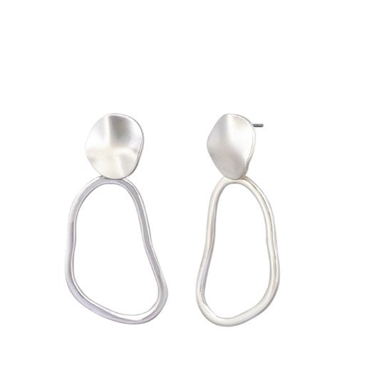 Sable Drop Stud Earrings - Silver