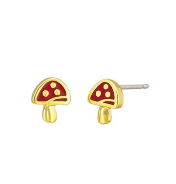 Toadstool Gold Stud Earrings